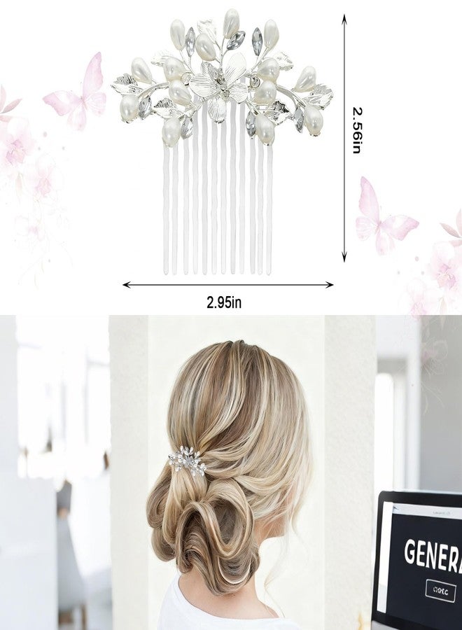 DeepSexual Bridal Pearl Hair Comb, Wedding Hair Accessories with Butterfly and Pearl Design for Bride and Bridesmaids (Silver) - Image 3
